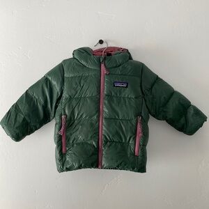 Patagonia Baby Hi-Loft Down Sweater Hoody Pinyon Green 12-18M